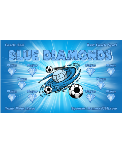 Blue Diamonds Soccer 9oz Fabric Team Banner DIY Live Designer