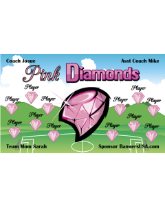 Pink Diamonds Soccer 9oz Fabric Team Banner DIY Live Designer