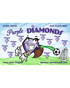 Purple Diamonds Soccer 9oz Fabric Team Banner DIY Live Designer