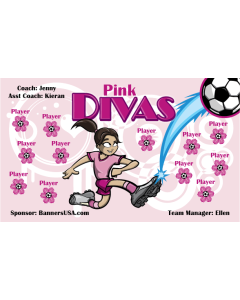 Pink Divas Soccer 9oz Fabric Team Banner DIY Live Designer