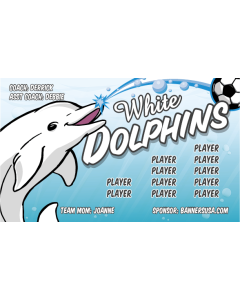 White Dolphins Soccer 9oz Fabric Team Banner DIY Live Designer