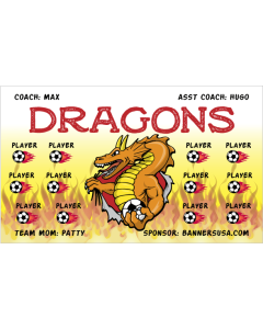 Dragons Soccer 9oz Fabric Team Banner DIY Live Designer