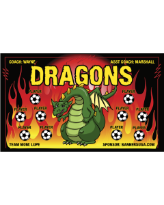 Dragons Soccer 9oz Fabric Team Banner DIY Live Designer