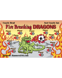 Fire Breathing Dragons Soccer 9oz Fabric Team Banner DIY Live Designer