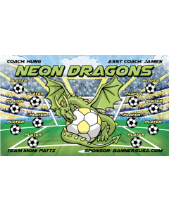 Neon Dragons Soccer 9oz Fabric Team Banner DIY Live Designer