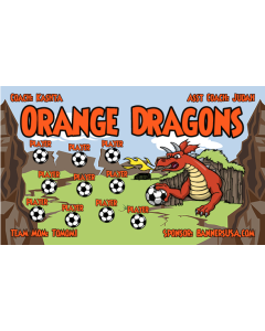 Orange Dragons Soccer 9oz Fabric Team Banner DIY Live Designer