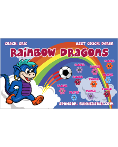 Rainbow Dragons Soccer 9oz Fabric Team Banner DIY Live Designer