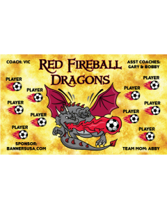 Red Fireball Dragons Soccer 9oz Fabric Team Banner DIY Live Designer