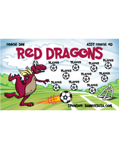 Red Dragons Soccer 9oz Fabric Team Banner DIY Live Designer