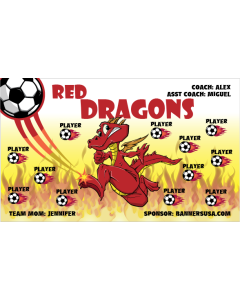 Red Dragons Soccer 9oz Fabric Team Banner DIY Live Designer