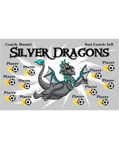 Silver Dragons Soccer 9oz Fabric Team Banner DIY Live Designer