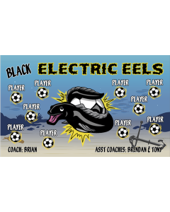 Black Electric Eels Soccer 9oz Fabric Team Banner DIY Live Designer