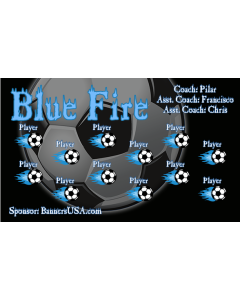 Blue Fire Soccer 9oz Fabric Team Banner DIY Live Designer