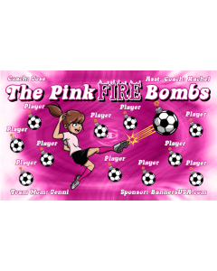 Pink Fire Bombs Soccer 9oz Fabric Team Banner DIY Live Designer