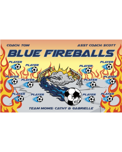 Blue Fireballs Soccer 9oz Fabric Team Banner DIY Live Designer