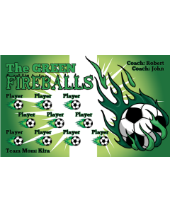 Green Fireballs Soccer 9oz Fabric Team Banner DIY Live Designer