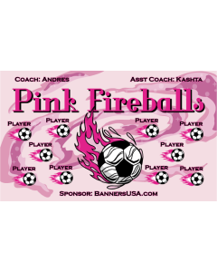 Pink Fireballs Soccer 9oz Fabric Team Banner DIY Live Designer