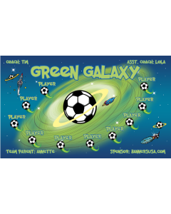 Green Galaxy Soccer 9oz Fabric Team Banner DIY Live Designer