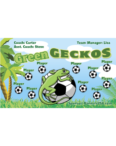 Green Geckos Soccer 9oz Fabric Team Banner DIY Live Designer