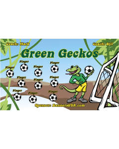 Green Geckos Soccer 9oz Fabric Team Banner DIY Live Designer