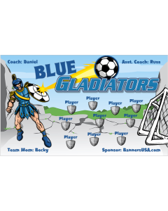 Blue Gladiators Soccer 9oz Fabric Team Banner DIY Live Designer