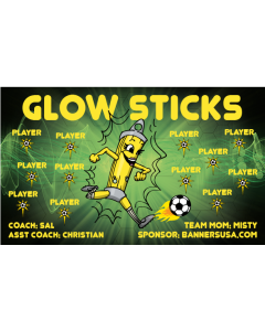 Glow Sticks Soccer 9oz Fabric Team Banner DIY Live Designer