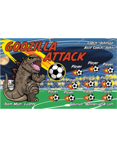 Godzilla Attack Soccer 9oz Fabric Team Banner DIY Live Designer