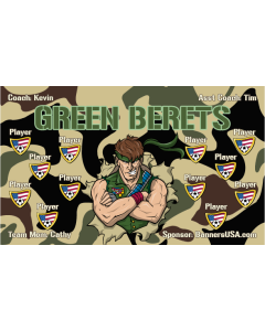 Green Berets Soccer 9oz Fabric Team Banner DIY Live Designer