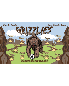 Grizzlies Soccer 9oz Fabric Team Banner DIY Live Designer