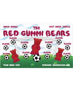 Red Gummi Bears Soccer 9oz Fabric Team Banner DIY Live Designer