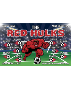 Red Hulks Soccer 9oz Fabric Team Banner DIY Live Designer