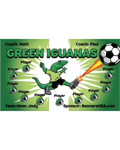 Green Iguanas Soccer 9oz Fabric Team Banner DIY Live Designer