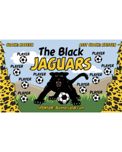 Black Jaguars Soccer 9oz Fabric Team Banner DIY Live Designer