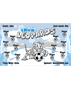 Snow Leopards Soccer 9oz Fabric Team Banner DIY Live Designer