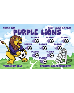 Purple Lions Soccer 9oz Fabric Team Banner DIY Live Designer