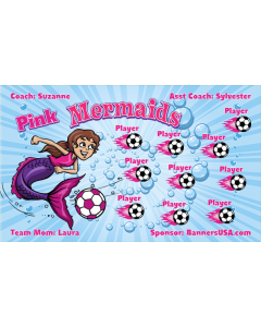 Pink Mermaids Soccer 9oz Fabric Team Banner DIY Live Designer