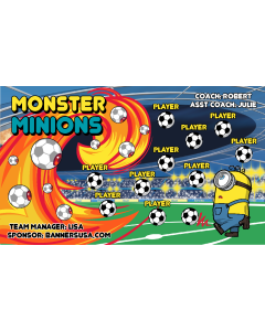 Monster Minions Soccer 9oz Fabric Team Banner DIY Live Designer