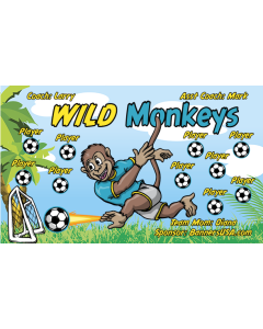 Wild Monkeys Soccer 9oz Fabric Team Banner DIY Live Designer