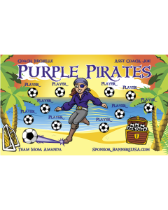 Purple Pirates Soccer 9oz Fabric Team Banner DIY Live Designer