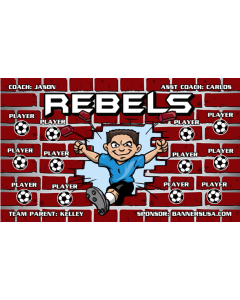 Rebels Soccer 9oz Fabric Team Banner DIY Live Designer