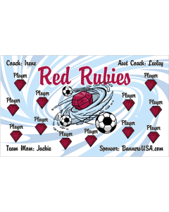Red Rubies Soccer 9oz Fabric Team Banner DIY Live Designer