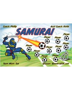 Samurai Soccer 9oz Fabric Team Banner DIY Live Designer