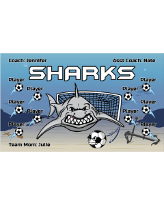 Sharks Soccer 9oz Fabric Team Banner DIY Live Designer