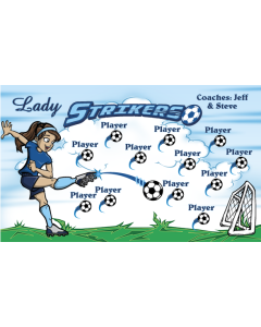 Lady Strikers Soccer 9oz Fabric Team Banner DIY Live Designer