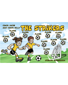 Strikers Soccer 9oz Fabric Team Banner DIY Live Designer