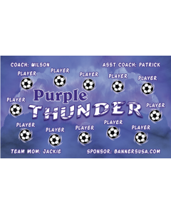 Purple Thunder Soccer 9oz Fabric Team Banner DIY Live Designer