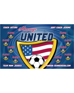 Always United Soccer 9oz Fabric Team Banner DIY Live Designer