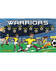Warriors Soccer 9oz Fabric Team Banner DIY Live Designer