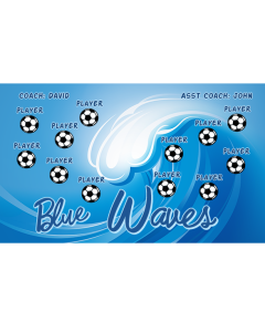 Blue Waves Soccer 9oz Fabric Team Banner DIY Live Designer