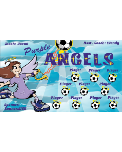 Purple Angels Soccer Fabric Team Banner E-Z Order